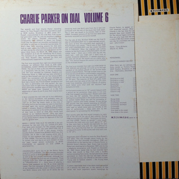 Charlie Parker = Charlie Parker : Charlie Parker On Dial (Volume 6) = チャーリー・パーカー・オン・ダイアル Vol.6 (LP, Comp, Mono, RE)