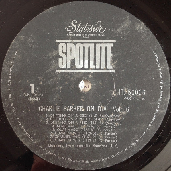 Charlie Parker = Charlie Parker : Charlie Parker On Dial (Volume 6) = チャーリー・パーカー・オン・ダイアル Vol.6 (LP, Comp, Mono, RE)