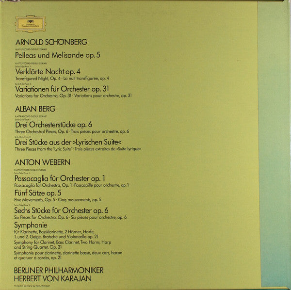 Arnold Schoenberg - Alban Berg - Anton Webern : Berliner Philharmoniker, Herbert von Karajan : Schönberg - Berg - Webern (4xLP, RE + Box)