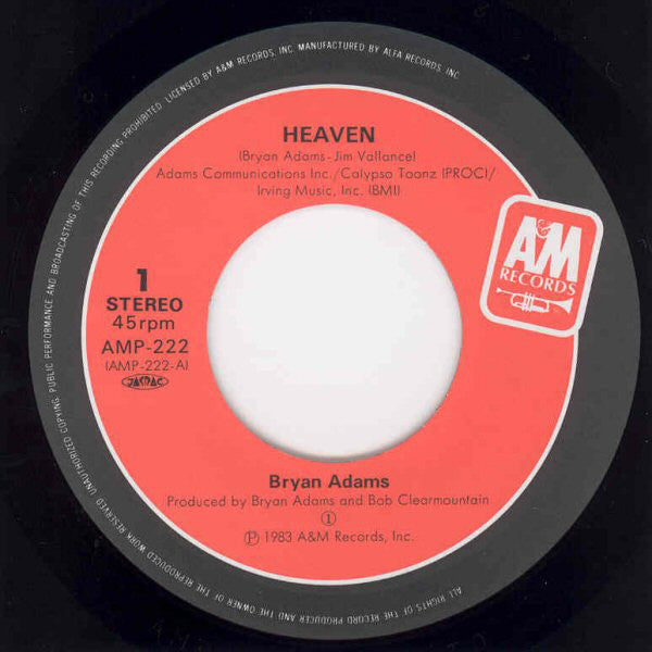 Bryan Adams : Heaven (7", Single)