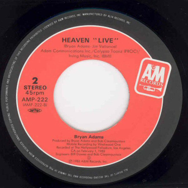 Bryan Adams : Heaven (7", Single)