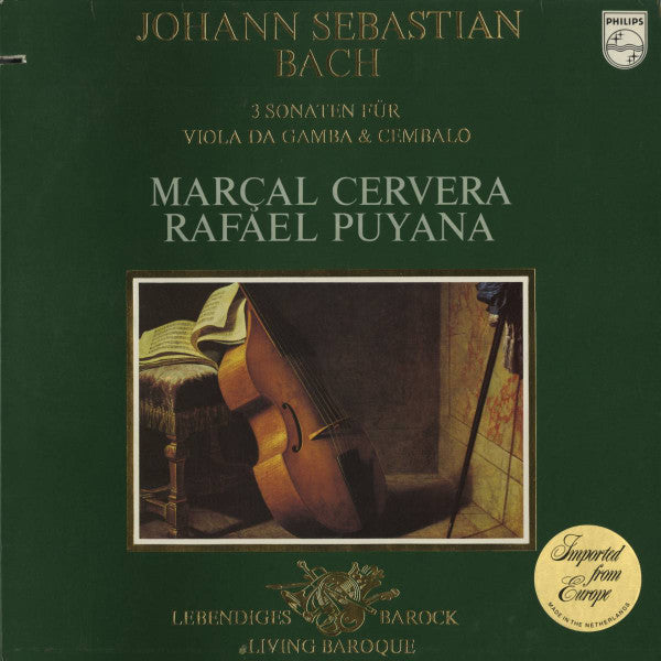 Johann Sebastian Bach - Marçal Cervera, Rafael Puyana : 3 Sonaten Für Viola Da Gamba & Cembalo (LP, Album)