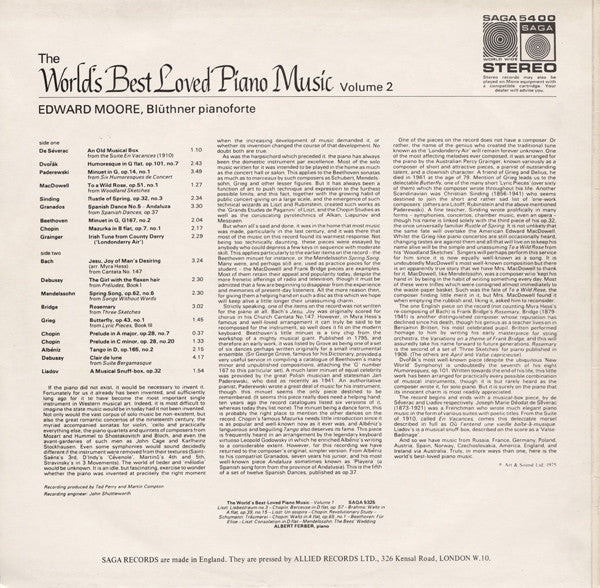 Edward Moore (4) : The World's Best-Loved Piano Music (Volume 2) (LP, Album)