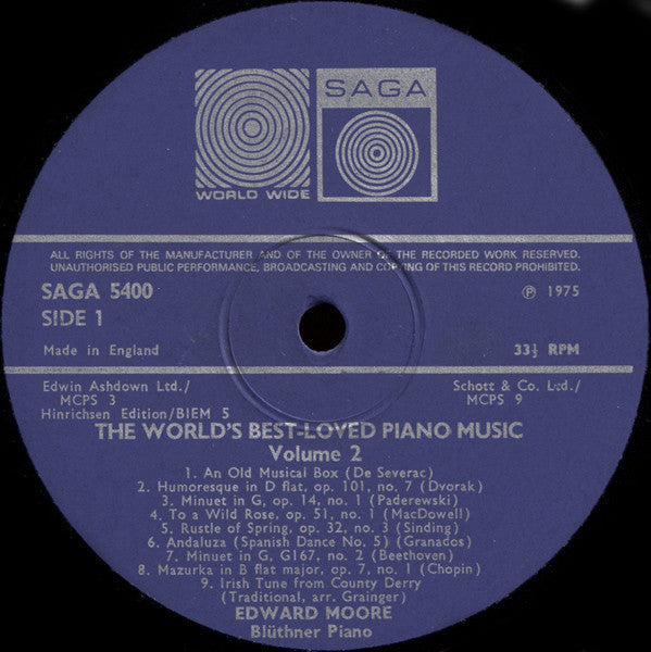 Edward Moore (4) : The World's Best-Loved Piano Music (Volume 2) (LP, Album)