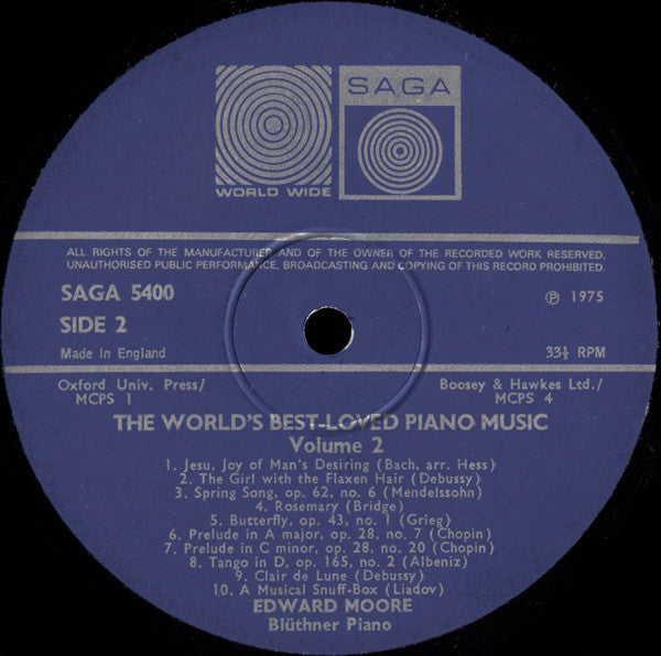 Edward Moore (4) : The World's Best-Loved Piano Music (Volume 2) (LP, Album)