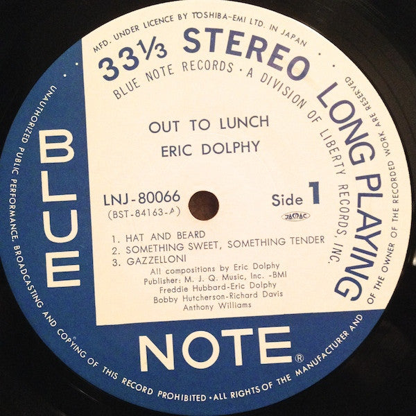 Eric Dolphy : Out To Lunch! (LP, Album, RE)