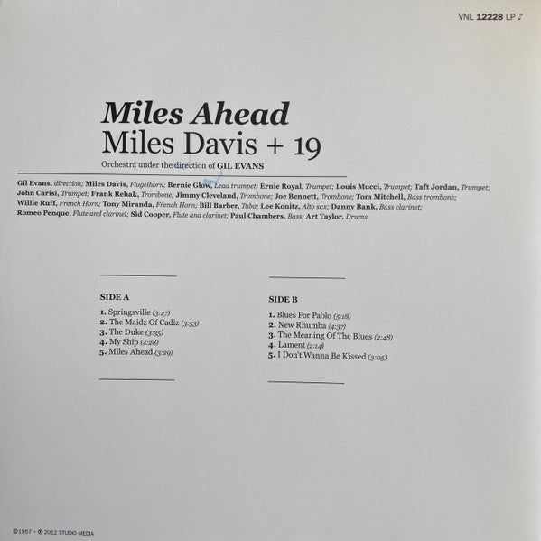 Miles Davis + 19 : Miles Ahead (LP, Album, RE, 180)