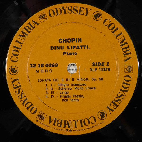 Frédéric Chopin, Dinu Lipatti : Sonata N. 3 In B Minor, Op. 58 / Barcarolle In F-Sharp Major, Op. 60 / Nocturne No. 8 In D-Flat Major, Op. 27, No. 2 / Mazurka No. 32 In C-Sharp Minor, Op. 50, No. 3 (LP, Mono)