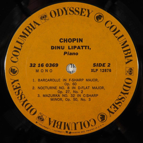 Frédéric Chopin, Dinu Lipatti : Sonata N. 3 In B Minor, Op. 58 / Barcarolle In F-Sharp Major, Op. 60 / Nocturne No. 8 In D-Flat Major, Op. 27, No. 2 / Mazurka No. 32 In C-Sharp Minor, Op. 50, No. 3 (LP, Mono)