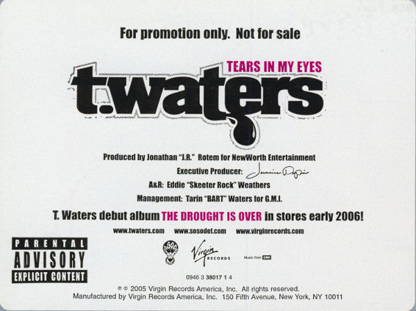 T. Waters : Tears In My Eyes (12", Promo)