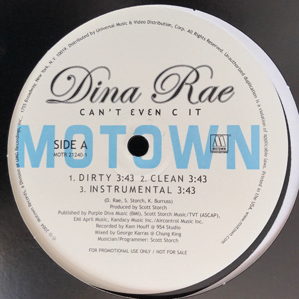 Dina Rae : Can't Even C It (12", Promo)