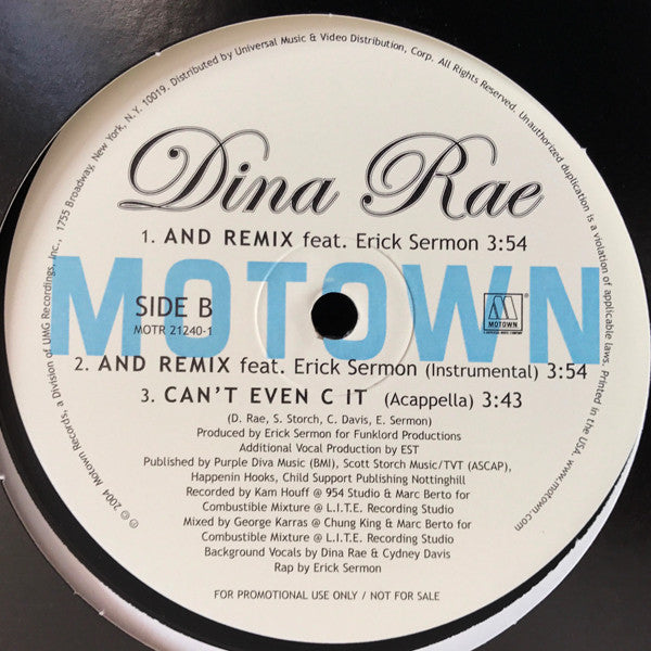 Dina Rae : Can't Even C It (12", Promo)