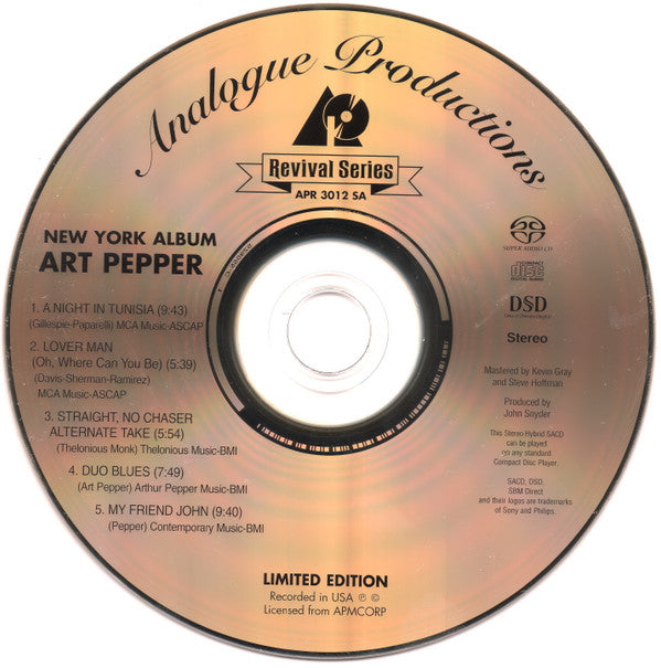 Art Pepper : New York Album (SACD, Hybrid, RE)