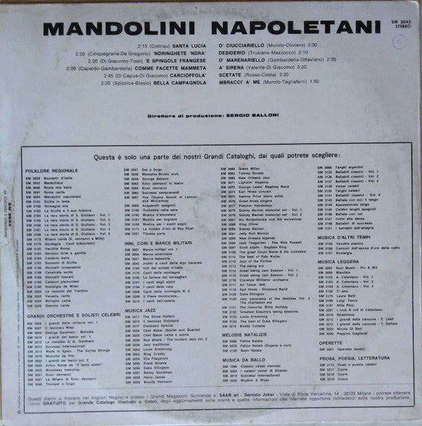 Unknown Artist : Neapolitan Mandolins - Mandolini Napoletani (LP)