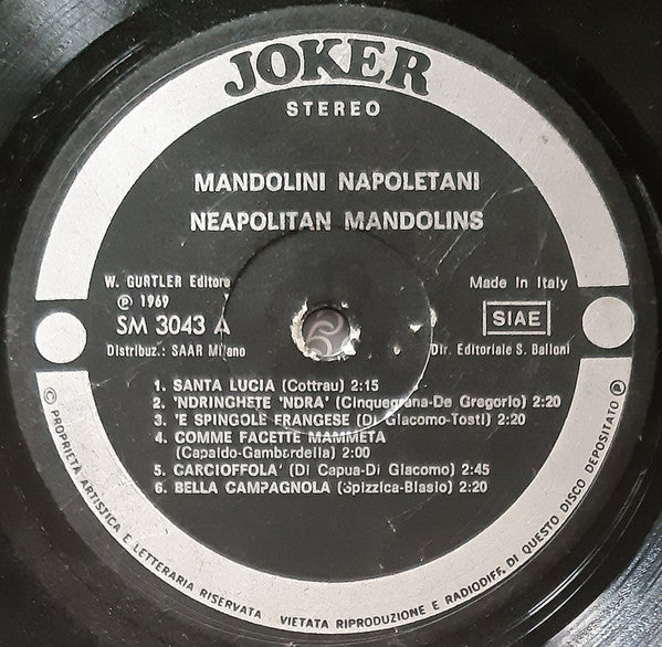 Unknown Artist : Neapolitan Mandolins - Mandolini Napoletani (LP)