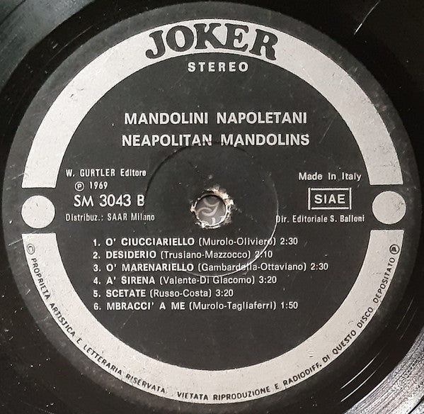 Unknown Artist : Neapolitan Mandolins - Mandolini Napoletani (LP)