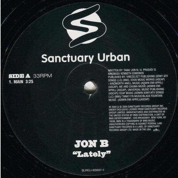 Jon B : Lately (12", Single)