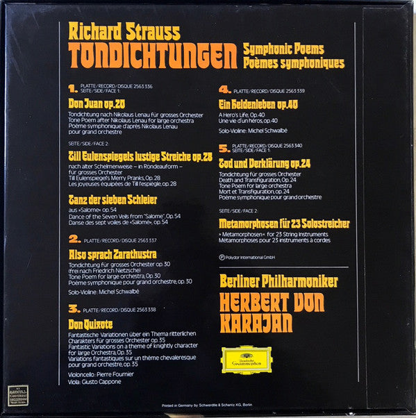 Richard Strauss, Herbert von Karajan, Berliner Philharmoniker : Tondichtungen (5xLP, Comp + Box, RE)