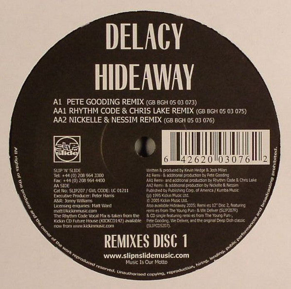 De'Lacy : Hideaway (Remixes Disc 1) (12")