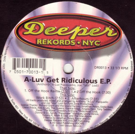 A-Luv : Get Ridiculous E.P. (12", EP)