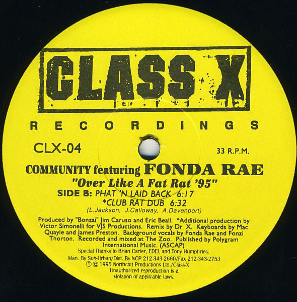 Community Featuring Fonda Rae : Over Like A Fat Rat '95 (12")