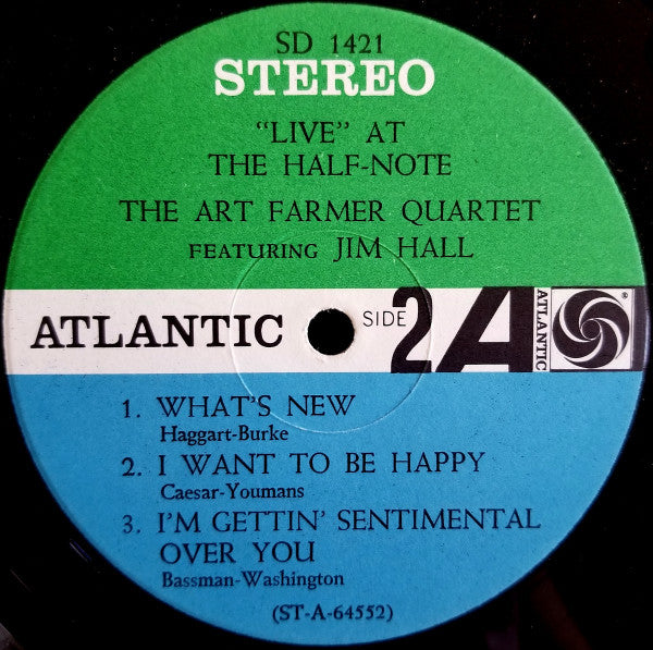 Art Farmer Quartet Featuring Jim Hall : "Live" At The Half-Note (LP, Album)