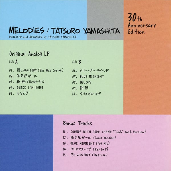 Tatsuro Yamashita : Melodies (30th Anniversary Edition) (CD, Album, RE, RM)