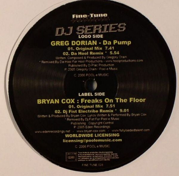 Greg Dorian / Bryan Cox : Da Pump / Freaks On The Floor (12")