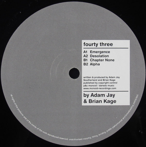 Adam Jay & Brian Kage : Approaching The End Part 1 (12")