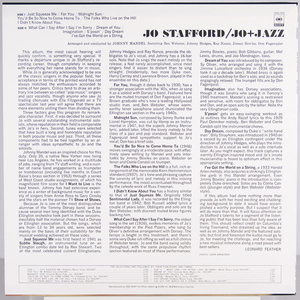 Jo Stafford : Jo + Jazz (LP, Album, RE)