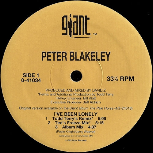 Peter Blakeley : I've Been Lonely (12")