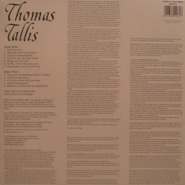 Thomas Tallis - The Tallis Scholars Directed By Peter Phillips (2) : The Complete English Anthems (LP)