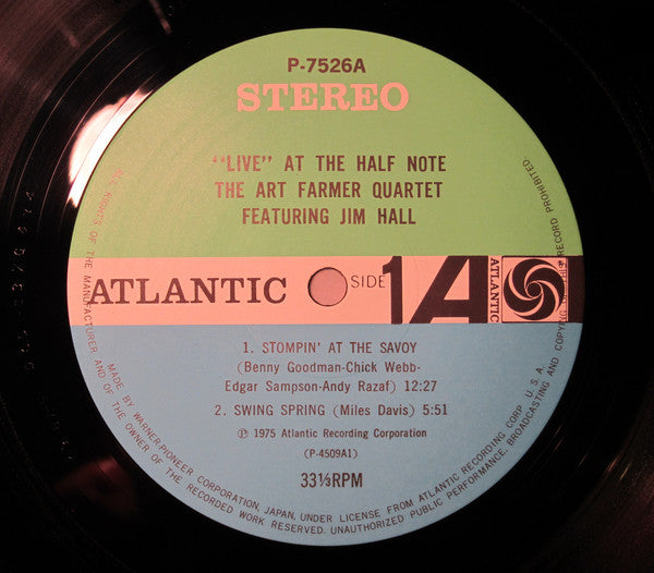 Art Farmer Quartet Featuring Jim Hall : "Live" At The Half-Note (LP, Album)