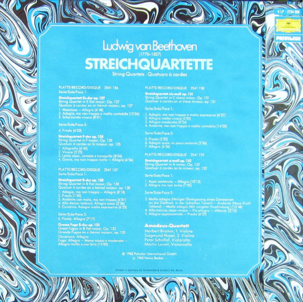 Ludwig van Beethoven, Amadeus-Quartett : Die Späten Streichquartette - The Late String Quartets - Les Derniers Quatuors A Cordes (4xLP, RE + Box)