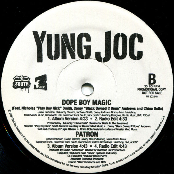 Yung Joc : I Know You See It / Dope Boy Magic / Patron (12", Promo)