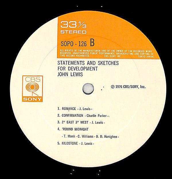 John Lewis (2) : Statements And Sketches For Development (LP, Album)