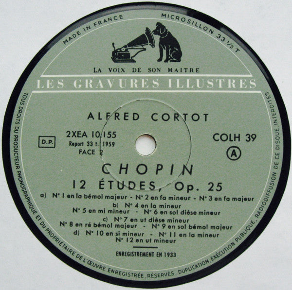 Alfred Cortot, Frédéric Chopin : Études Op. 10 Et Op. 25 (LP, RE)