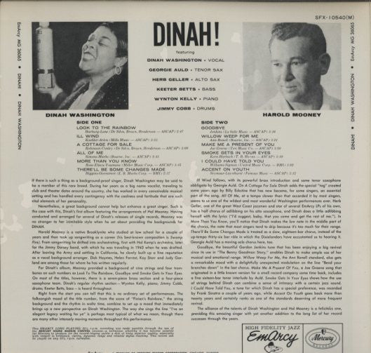 Dinah Washington : Dinah (LP, Album, Mono, RE)