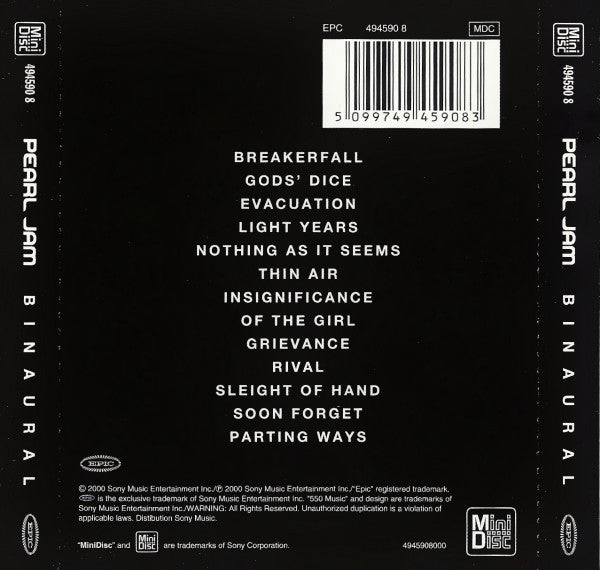 Pearl Jam : Binaural (MD, Album)