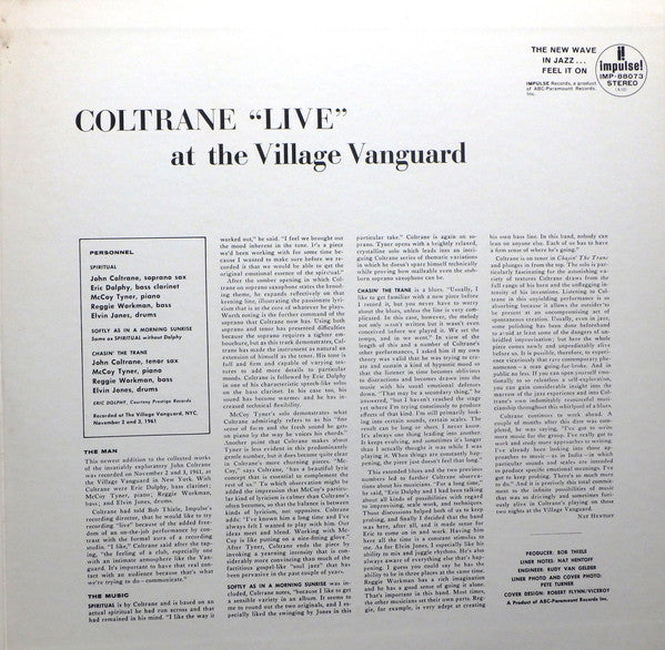 John Coltrane : "Live" At The Village Vanguard (LP, Album, RE, Gat)