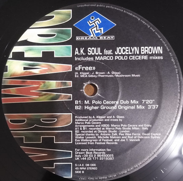 A.K. Soul Featuring Jocelyn Brown : Free (12")