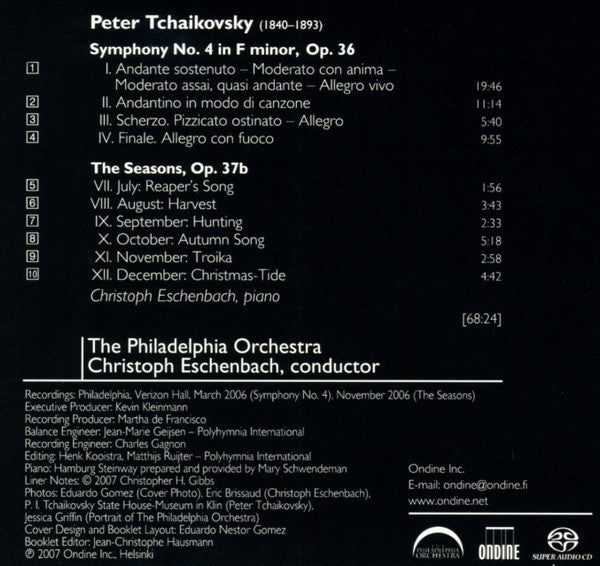 Peter Tchaikovsky* - The Philadelphia Orchestra, Christoph Eschenbach : Symphony No. 4 / The Seasons (July-December) (SACD, Hybrid, Multichannel, Album)