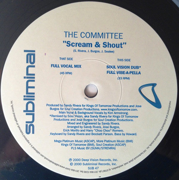 The Committee (3) : Scream & Shout (12")