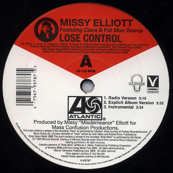 Missy Elliott Featuring Ciara (2) & Fatman Scoop : Lose Control / On & On (12", Single)