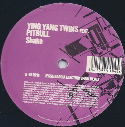 Ying Yang Twins Feat. Pitbull : Shake (12")