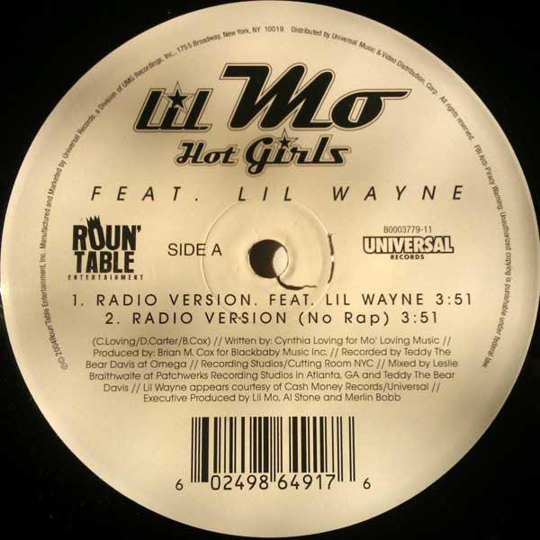 Lil' Mo Feat. Lil Wayne : Hot Girls (12")