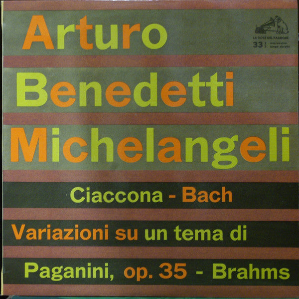 Johann Sebastian Bach, Johannes Brahms, Arturo Benedetti Michelangeli : Ciaccona / Variazioni Su Un Tema di Paganini, Op. 35 (10", Album, Mono)