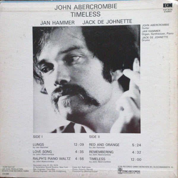 John Abercrombie, Jan Hammer, Jack DeJohnette : Timeless (LP, Album)