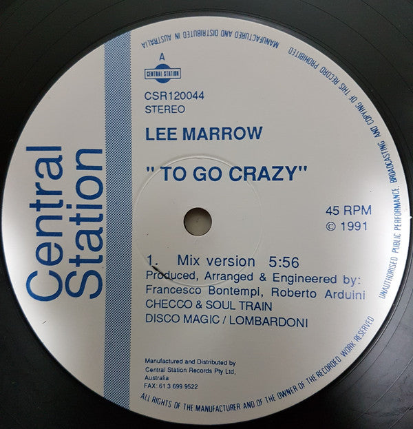 Lee Marrow : To Go Crazy (12")