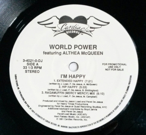 World Power : I'm Happy (12", Promo)